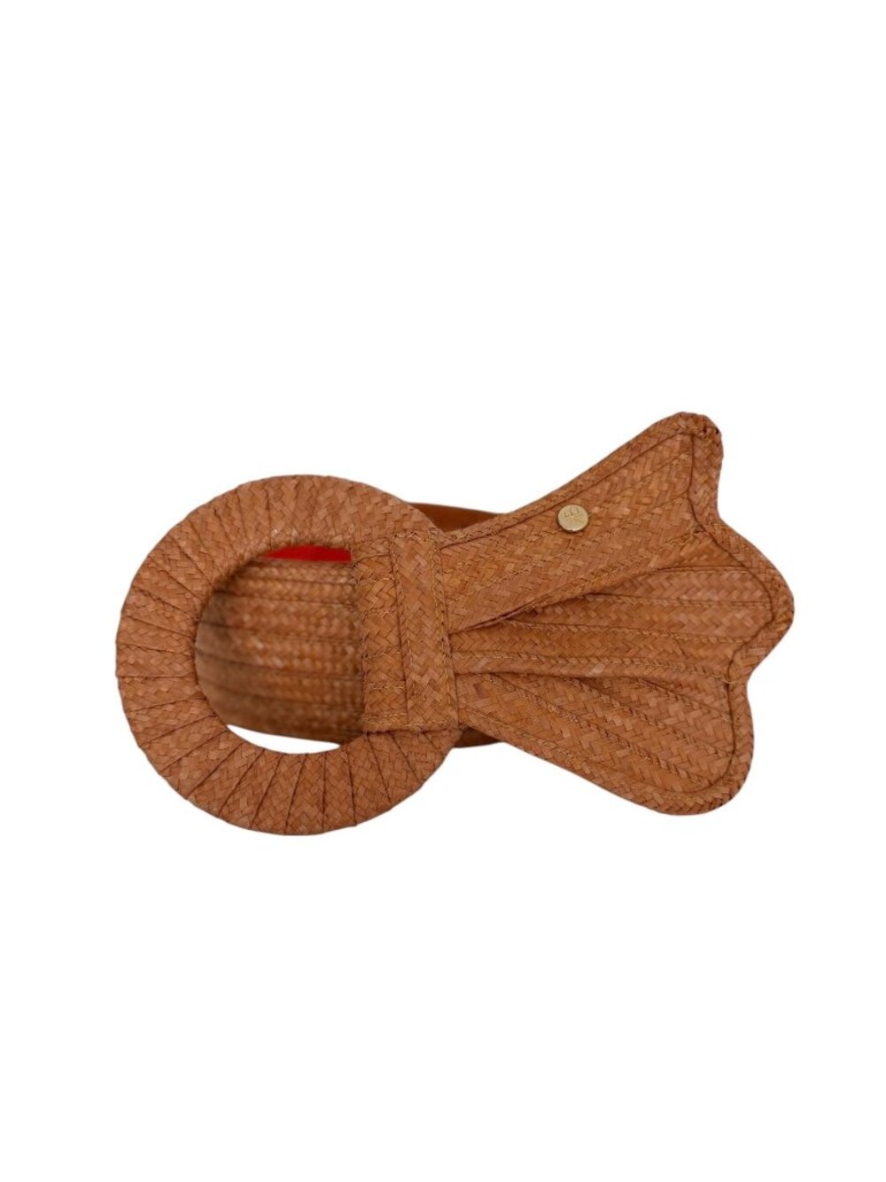 Vintage Woven Straw Oversized Buckle Statement Belt Boho Tropical Resort (S)